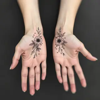 Delicate Floral Hand Tattoos: A Symbol of Connection