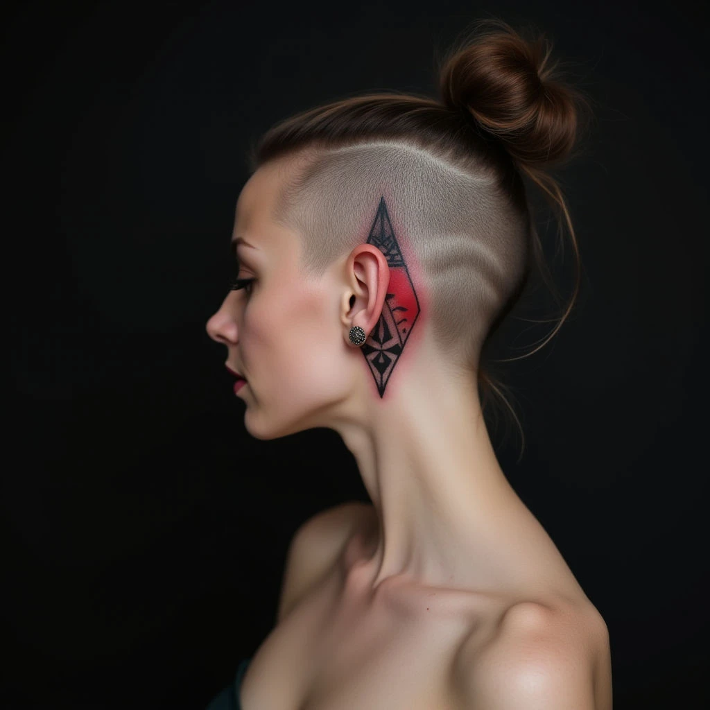 Delicate Geometric Tattoos for Women: Subtle Head Designs