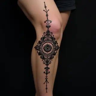 Gothic Knee Tattoos for Women: Simple & Metallic Designs