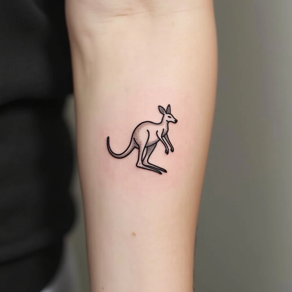 Minimalist Kangaroo Tattoo: A Symbol of Strength and Resilience