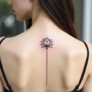 Minimalist Lotus Tattoo Design on the Back