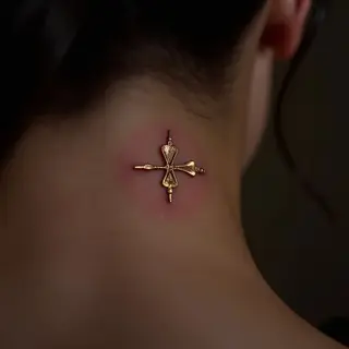 Delicate Gold Best Friend Tattoos Behind the Ear