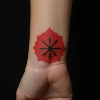 Delicate Red Neo-Traditional Finger Tattoos for Women's Arms