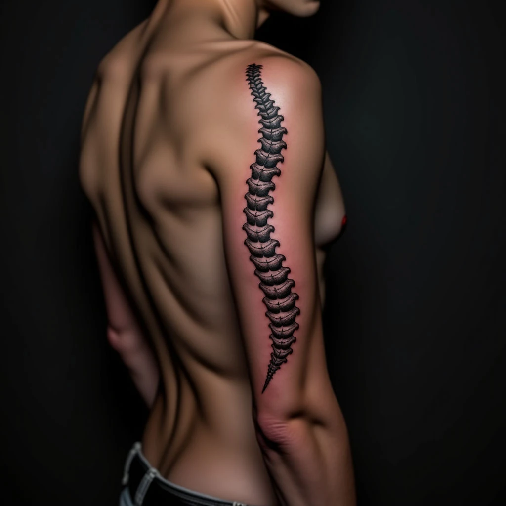 Subtle Spine Tattoos for Men: Small New School Designs in Red, Black & Grey