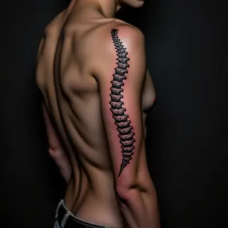 Subtle Spine Tattoos for Men: Small New School Designs in Red, Black & Grey