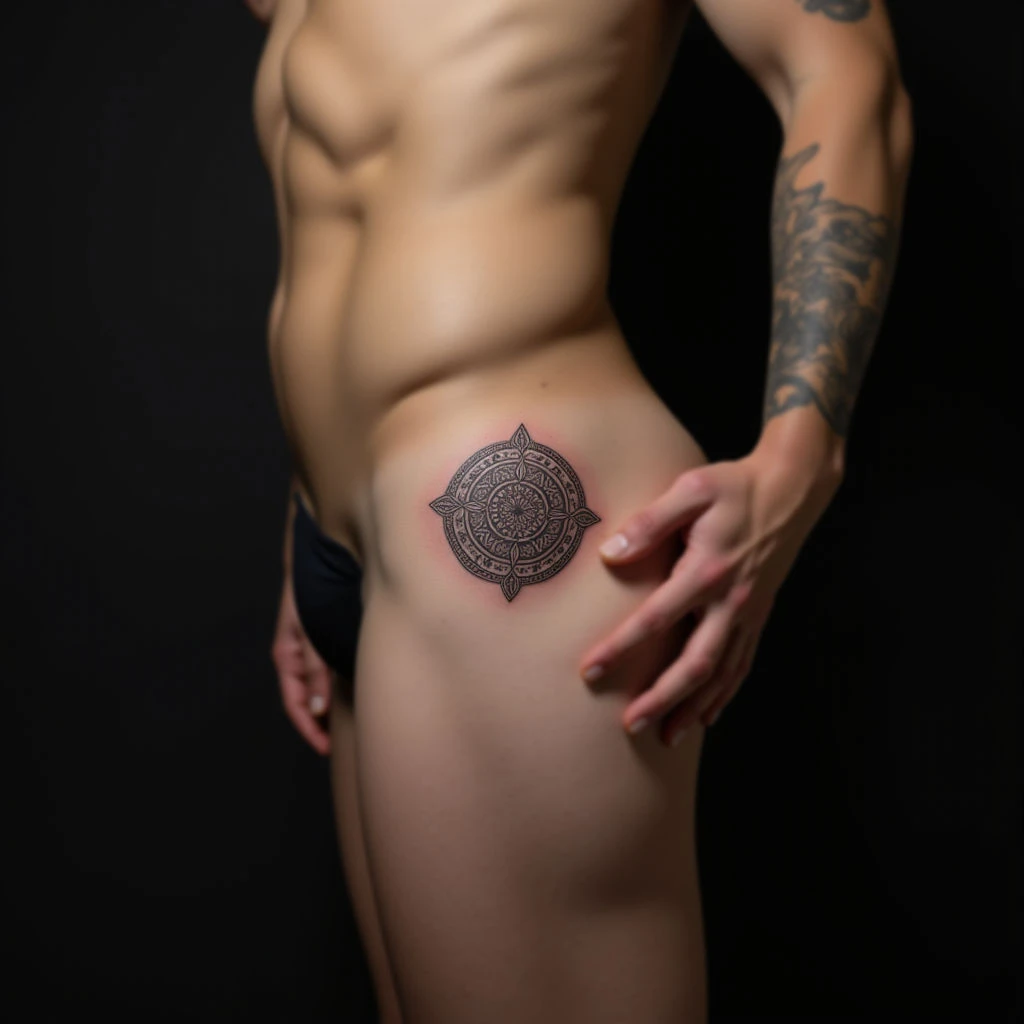 Small Oriental Hip Tattoos for Men – Simple White Ink Designs
