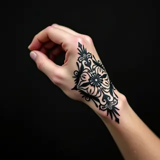 Subtle Ornamental Knee Tattoos for Men: Minimalist Blue-Black Designs