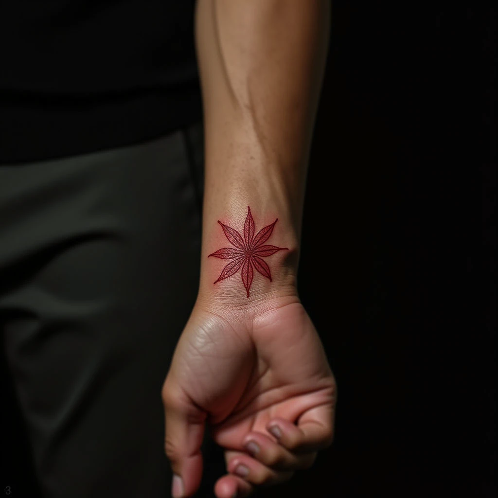 Cool Small Red Linework Tattoos for Men: Subtle Wrist Statements