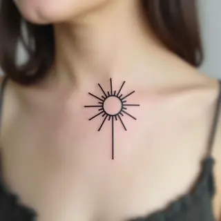 Minimalist Sun Tattoo: A Symbol of Hope and Guidance