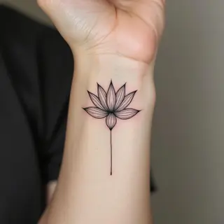 Minimalist Lotus Tattoo on the Wrist
