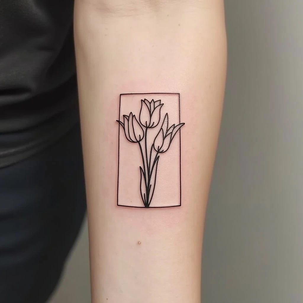 Minimalist Tulip Tattoo Design