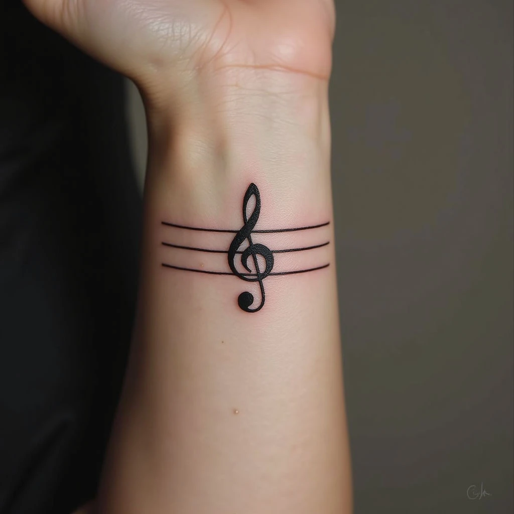 Minimalist Music Staff Tattoo Design