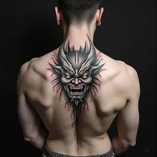 Intense Namakubi Oni Mask Sleeve Tattoo
