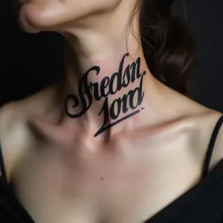 Gangster Script Tattoo on the Neck: Loyalty and Style