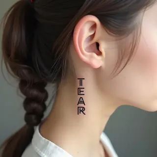 Geometric 'Tear' Neck Tattoo: A Study in Minimalist Contrast