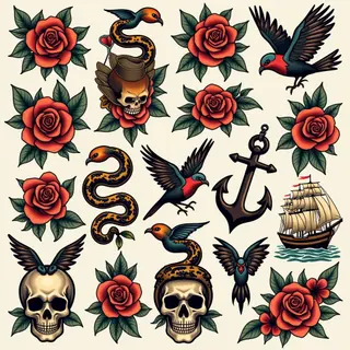 Neo-Traditional Tattoo Flash Sheet Inspiration