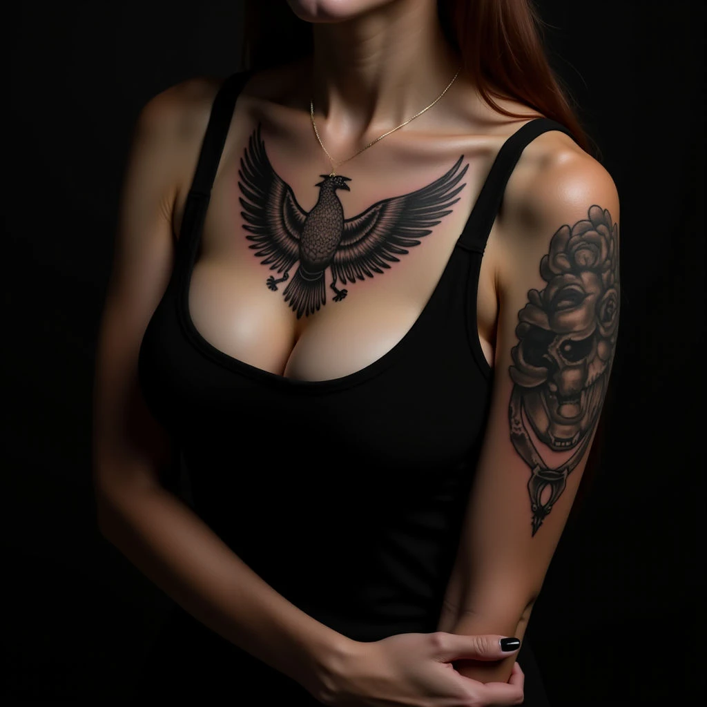 Bold Chest Tattoos for Women: New School XL Designs
