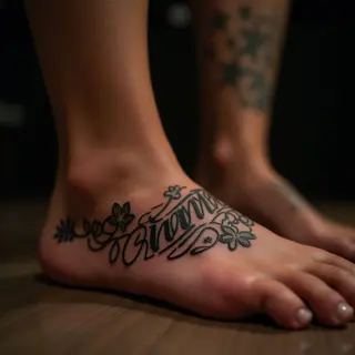 Unique Daughter Name Tattoos: Old School Foot Designs XXL