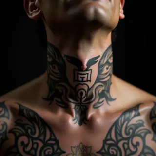 Bold Old School Neck Tattoos in White Ink: A Statement Piece