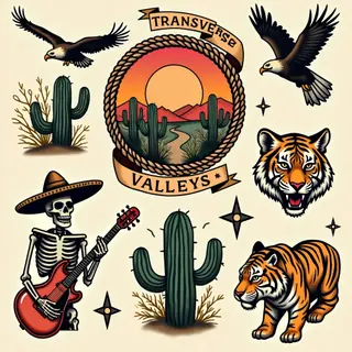 Vintage Desert Tattoo Flash Sheet