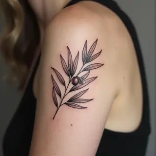 Elegant Olive Branch Tattoo Design