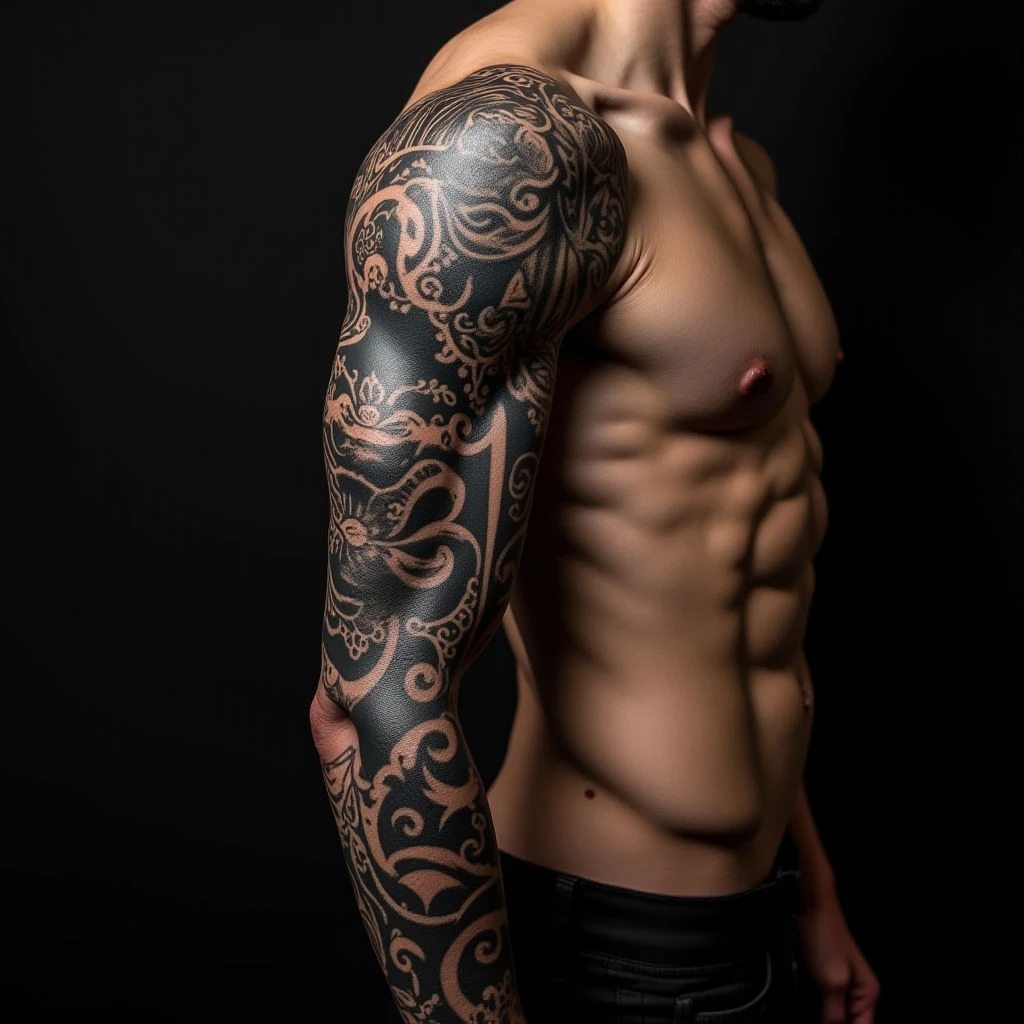 Tiny Oriental Arm Tattoos: Grey Scale Inspiration