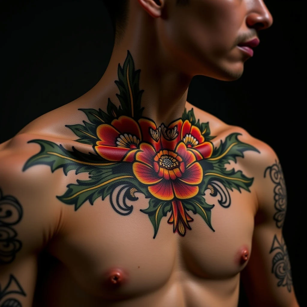 Sister Tattoo Ideas for Three: Oriental Collarbone Designs