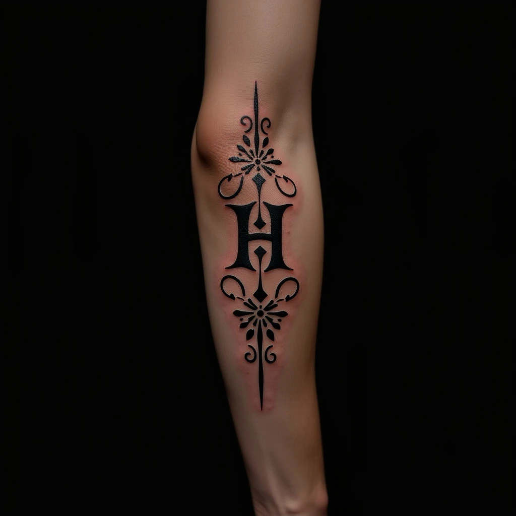 Orange Ornamental Lettering Tattoos for Your Forearm