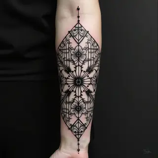 Intricate Ornamental Geometric Forearm Tattoo