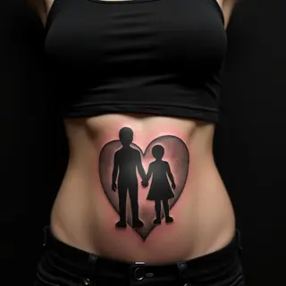 Elegant Ornamental Mother & Child Tattoo Design