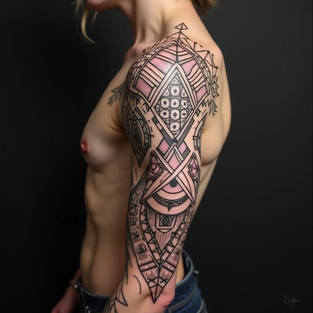 Intricate Polynesian Sleeve Tattoo Design