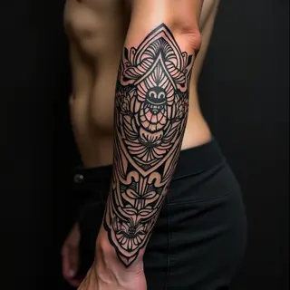 Intricate Polynesian Forearm Tattoo Design