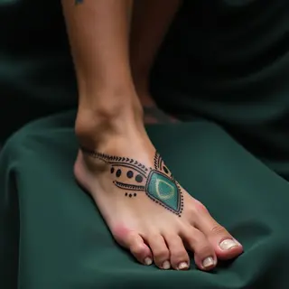 Film Characters with Dotwork Foot Tattoos: A Blue-Green Guide