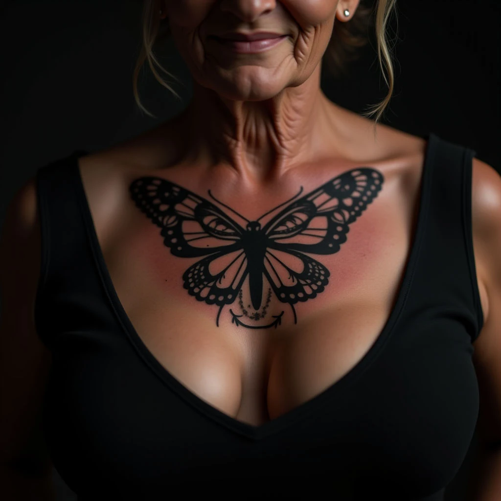 Meaningful Portrait Tattoos for Women Over 50: Chest Designs