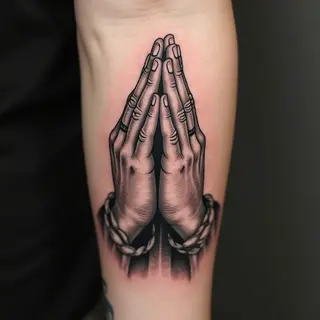 Spiritual Praying Hand Tattoo Design