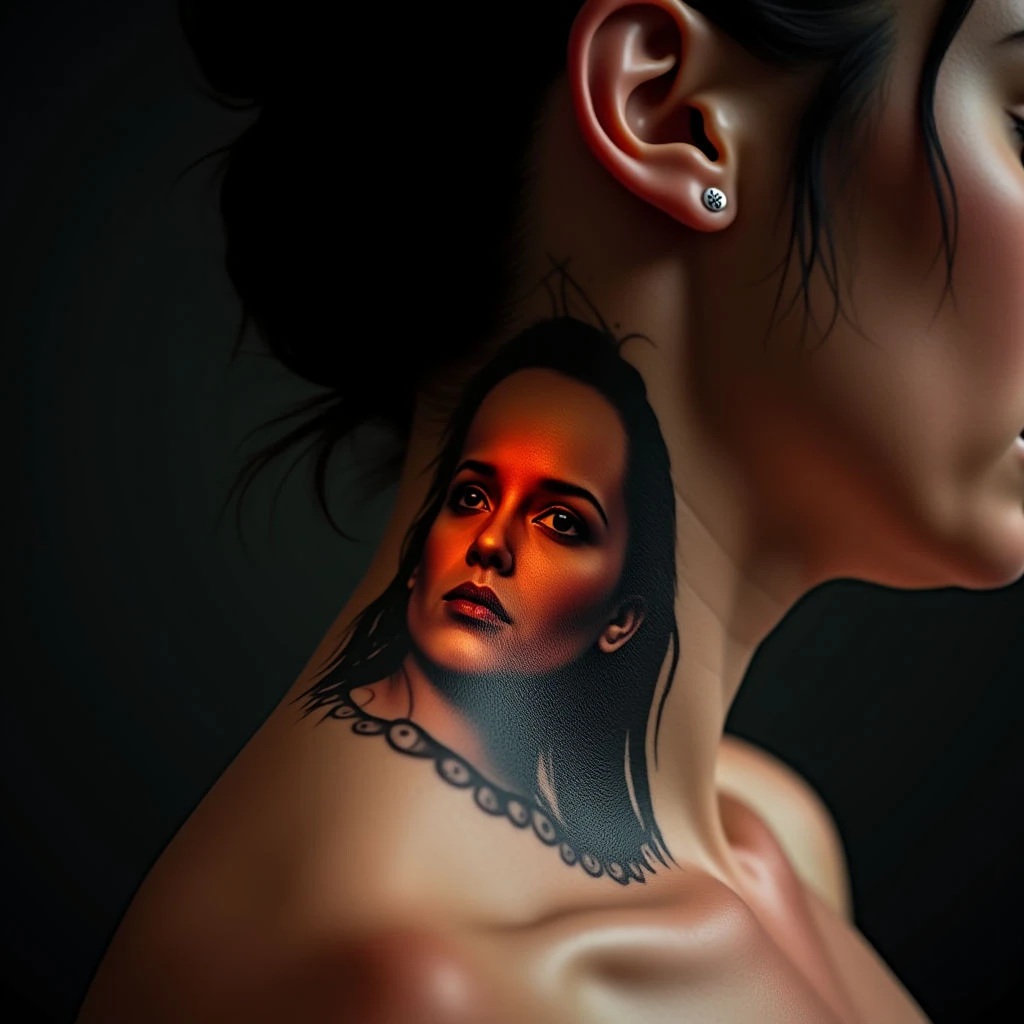 Bringing Paintings to Life: Biomechanical Neck Tattoos
