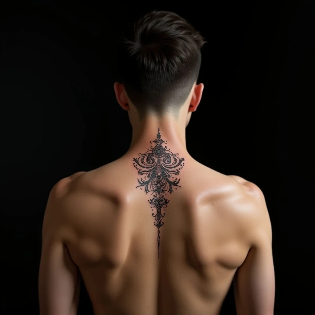 Majestic Calligraphy Neck Tattoo: A Realism Masterpiece
