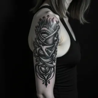 Dramatic Calligraphy Shoulder Sleeve Tattoo Ideas