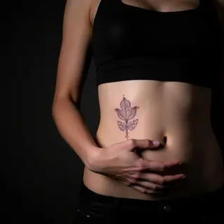 Majestic Purple Dotwork Tattoos for Your Stomach