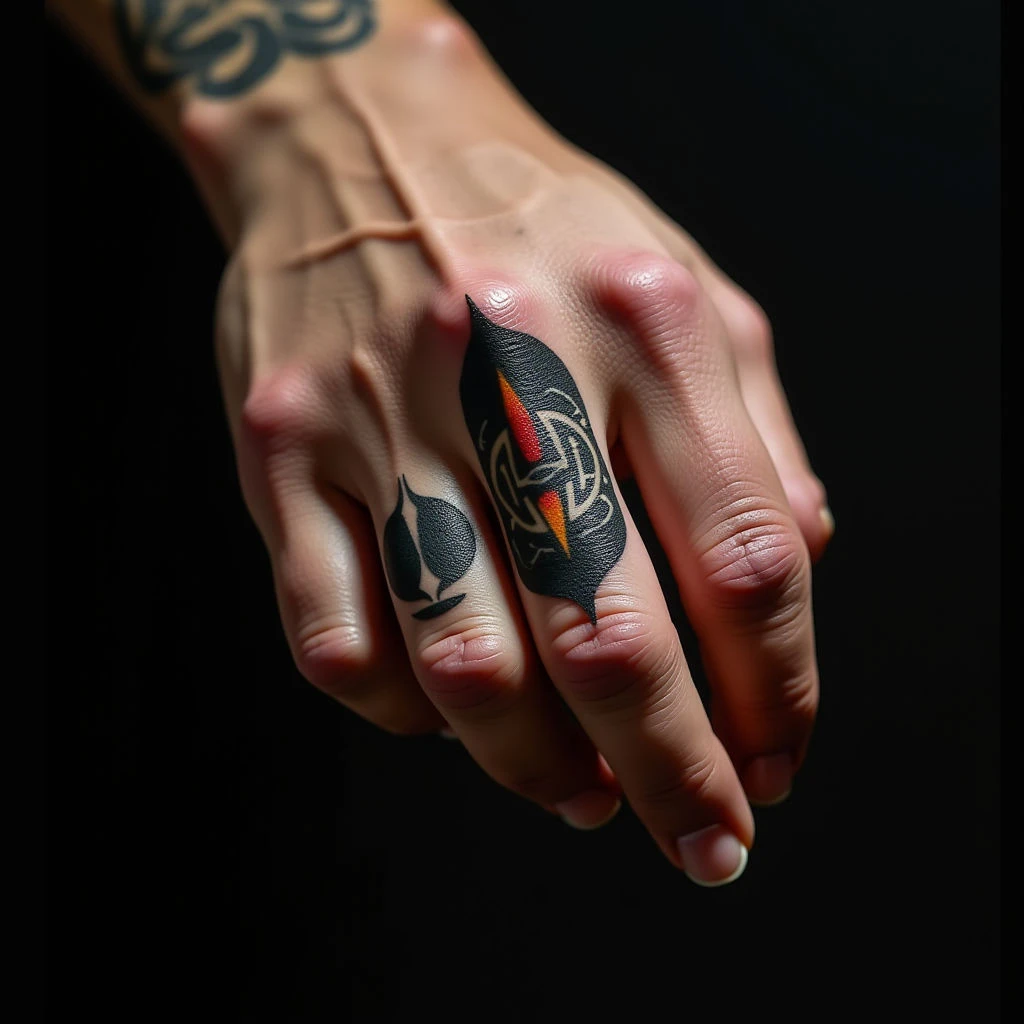 Japanese Ring Finger Tattoos in Realism Style