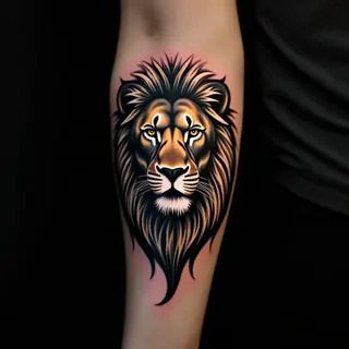Subtle Lion Forearm Tattoos: Black & Grey Gold Designs