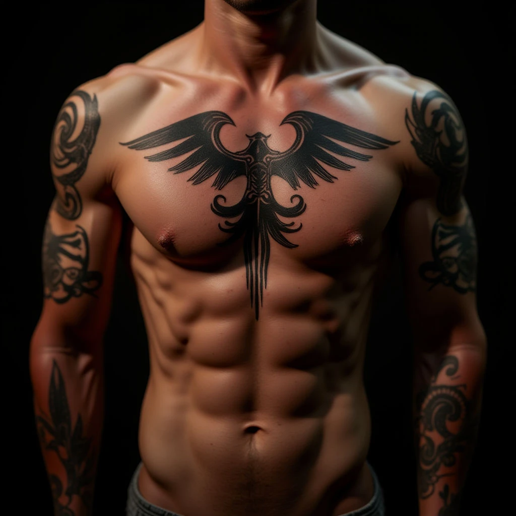 Powerful Ribcage Quarter Sleeve Tattoos for Men