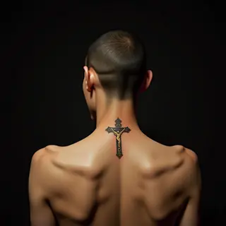 Divine Grace: Religious Neck Tattoos for Women (Realism)