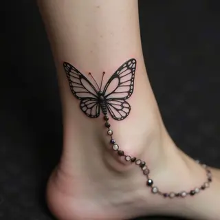 Rosary and Butterfly Ankle Tattoo: A Study in Faith and Transformation