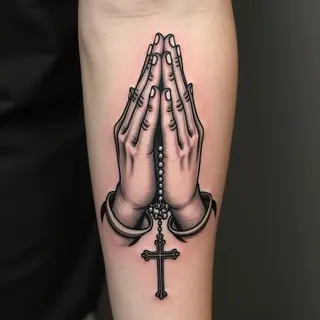 Rosary and Praying Hands Tattoo: A Symbol of Faith