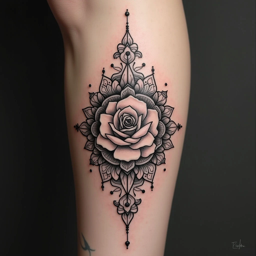 Rose Mandala Tattoo Design Inspiration