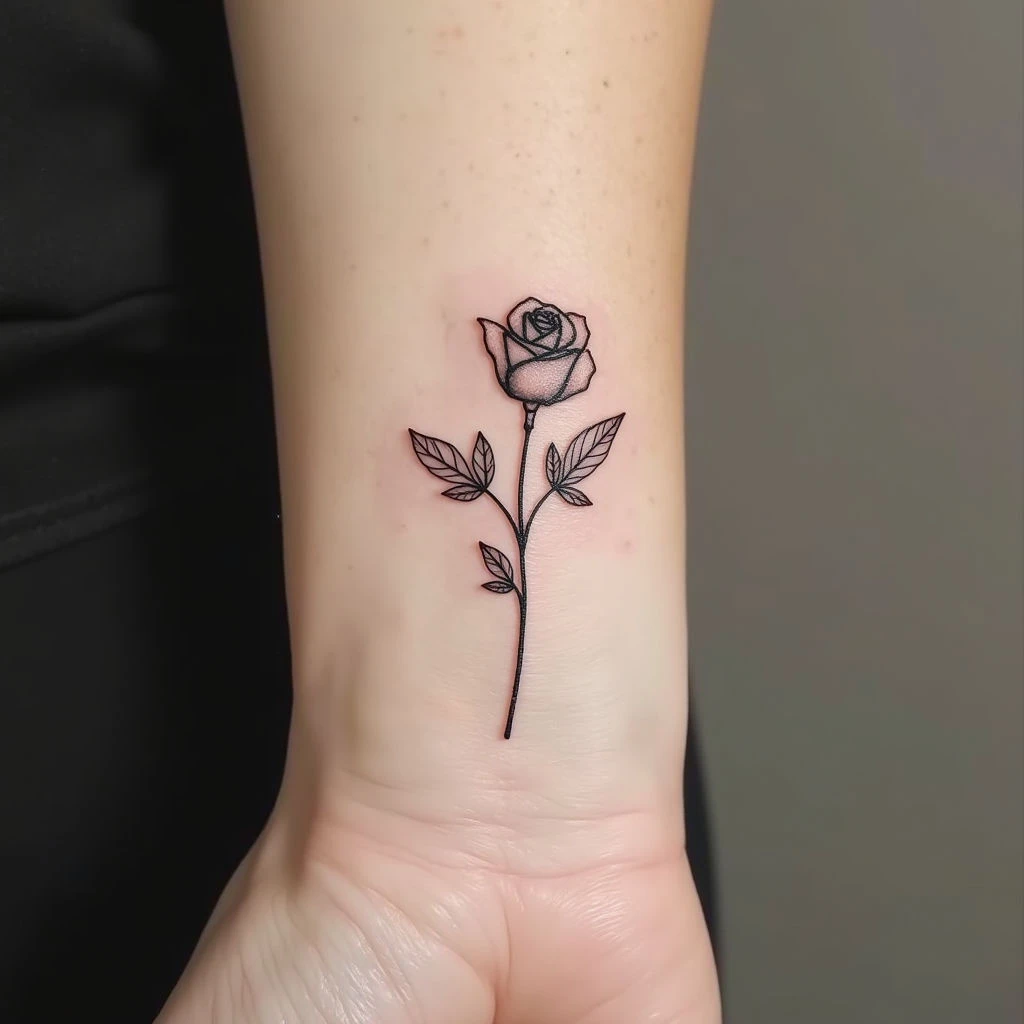Delicate Rose Wrist Tattoo: A Minimalist Design