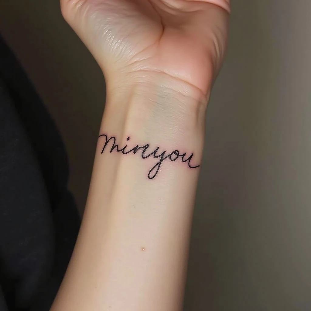 Delicate Script Tattoo on Wrist