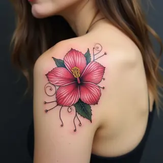 Elegant Hibiscus Shoulder Tattoo Design