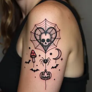 Spooky Flash Tattoo Set: Halloween Linework Designs
